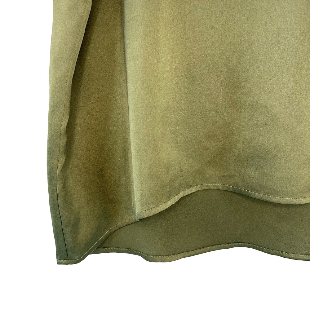 VINCE CAMUTO Sheer & Satin Short Sleeve Tee • Medium • olive, army green • chic - Picture 3 of 7